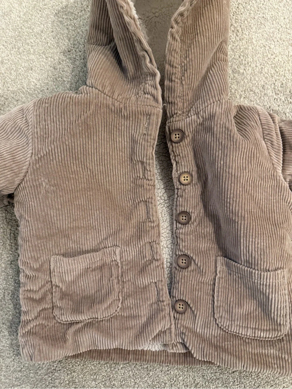 Carter's Hooded Corduroy Fleece-lined Jacket - Light Brown